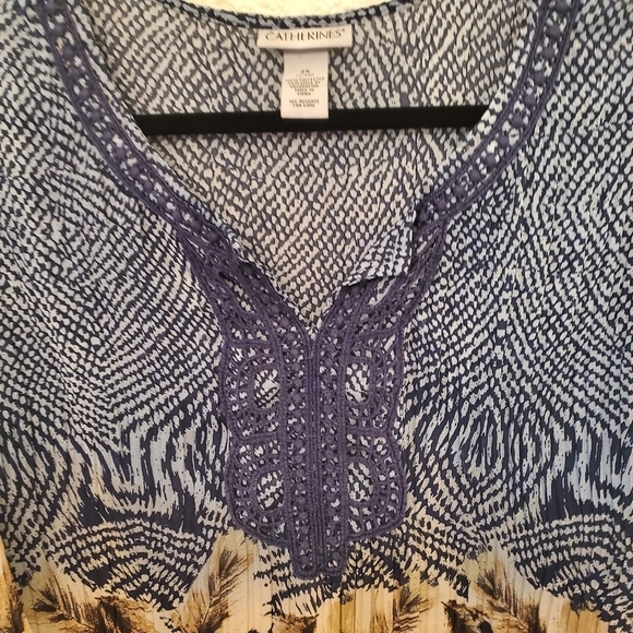 Catherines 2X Mixed Color Mixed Pattern Blouse Top - Picture 3 of 9